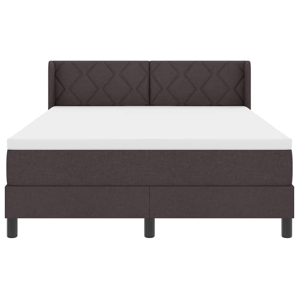 Boxrugós ágy fejtámlával Sötét Barna 200 x 140 cm szövet