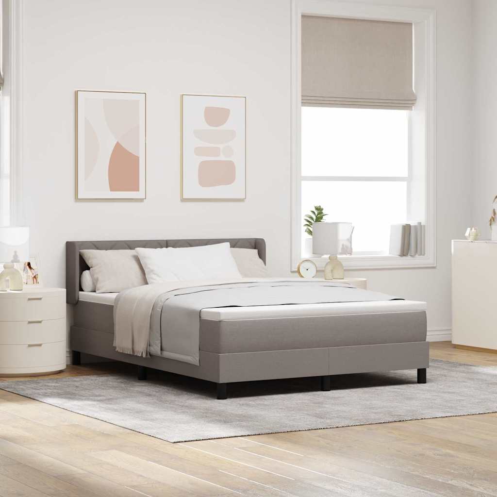 Boxrugós ágy párnával fejtámlával Tópszínű 200 x 140 cm szövet