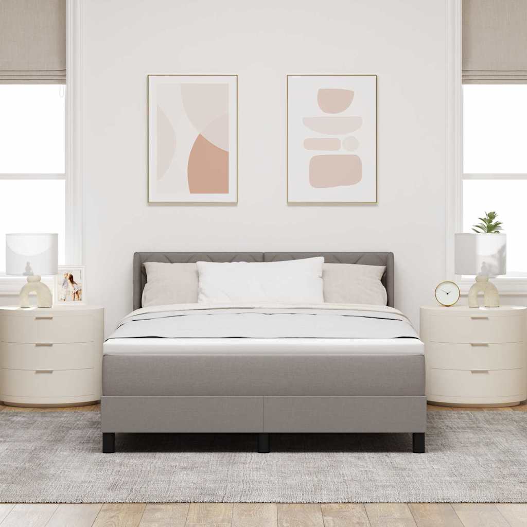 Boxrugós ágy párnával fejtámlával Tópszínű 200 x 140 cm szövet
