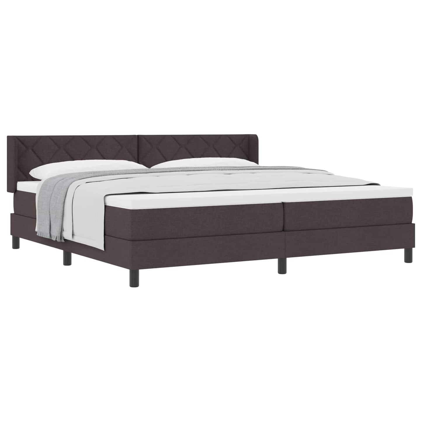 Boxrugós ágy fejtámlával Sötét Barna 200 x 200 cm szövet