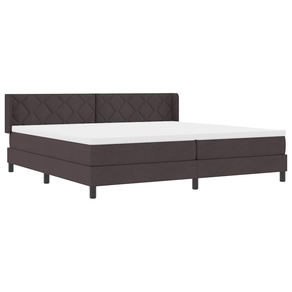 Boxrugós ágy fejtámlával Sötét Barna 200 x 200 cm szövet