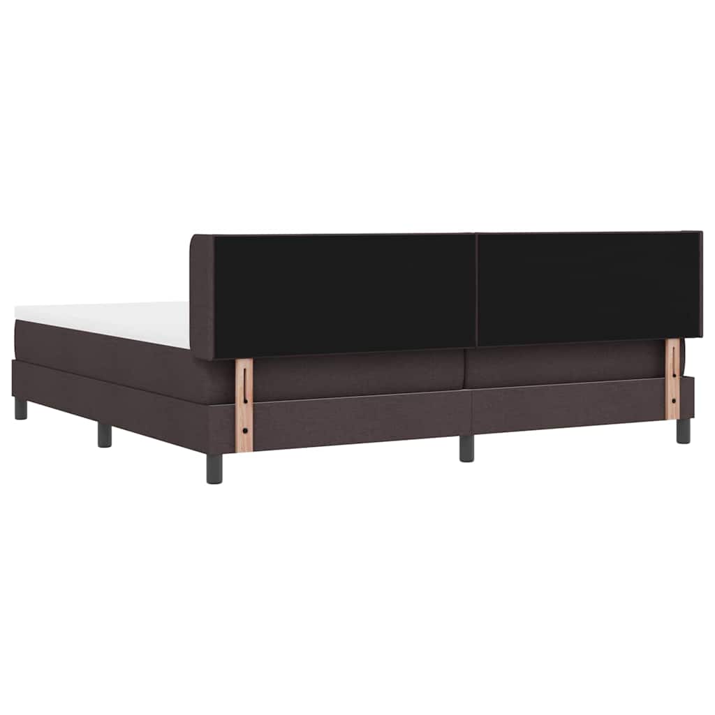 Boxrugós ágy fejtámlával Sötét Barna 200 x 200 cm szövet