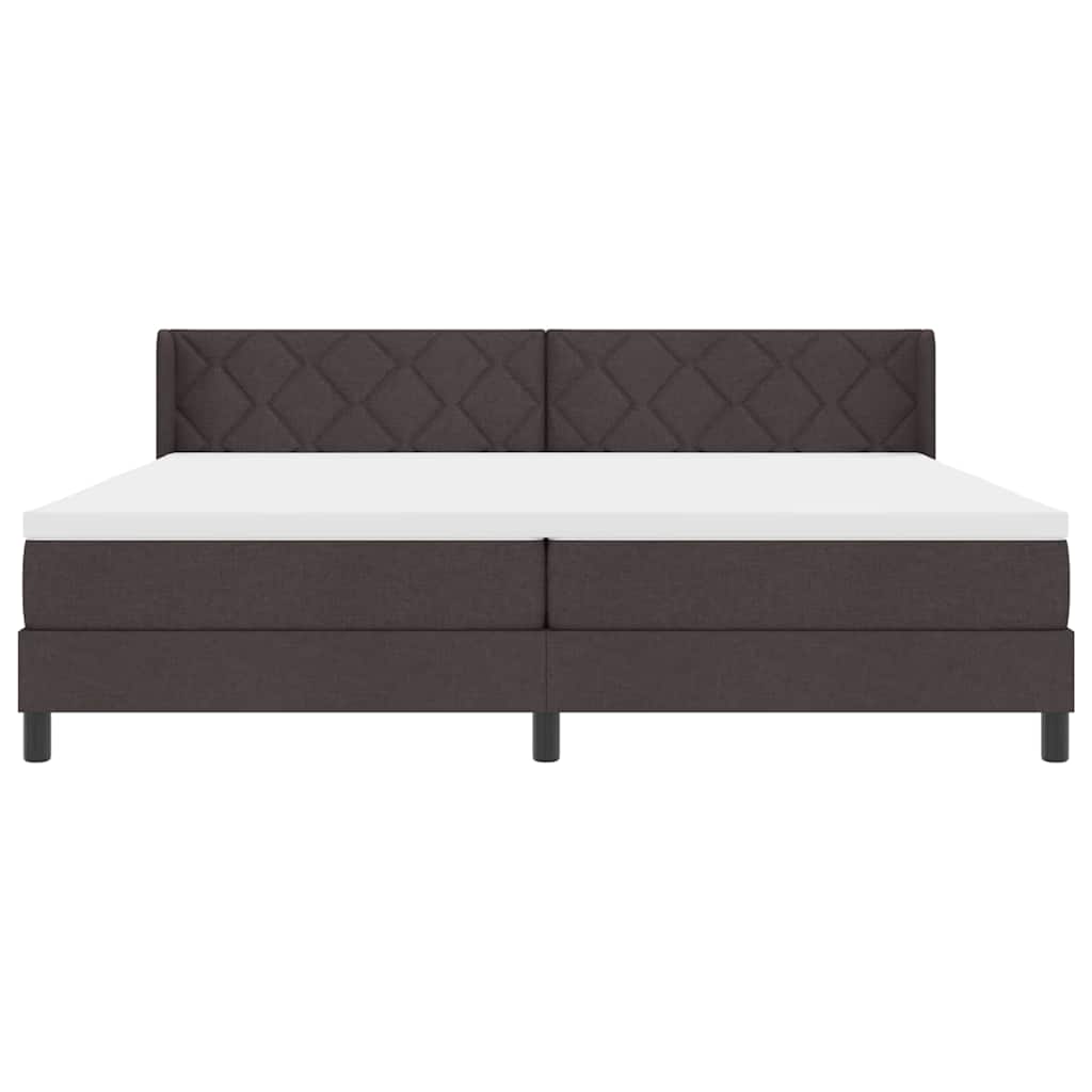 Boxrugós ágy fejtámlával Sötét Barna 200 x 200 cm szövet