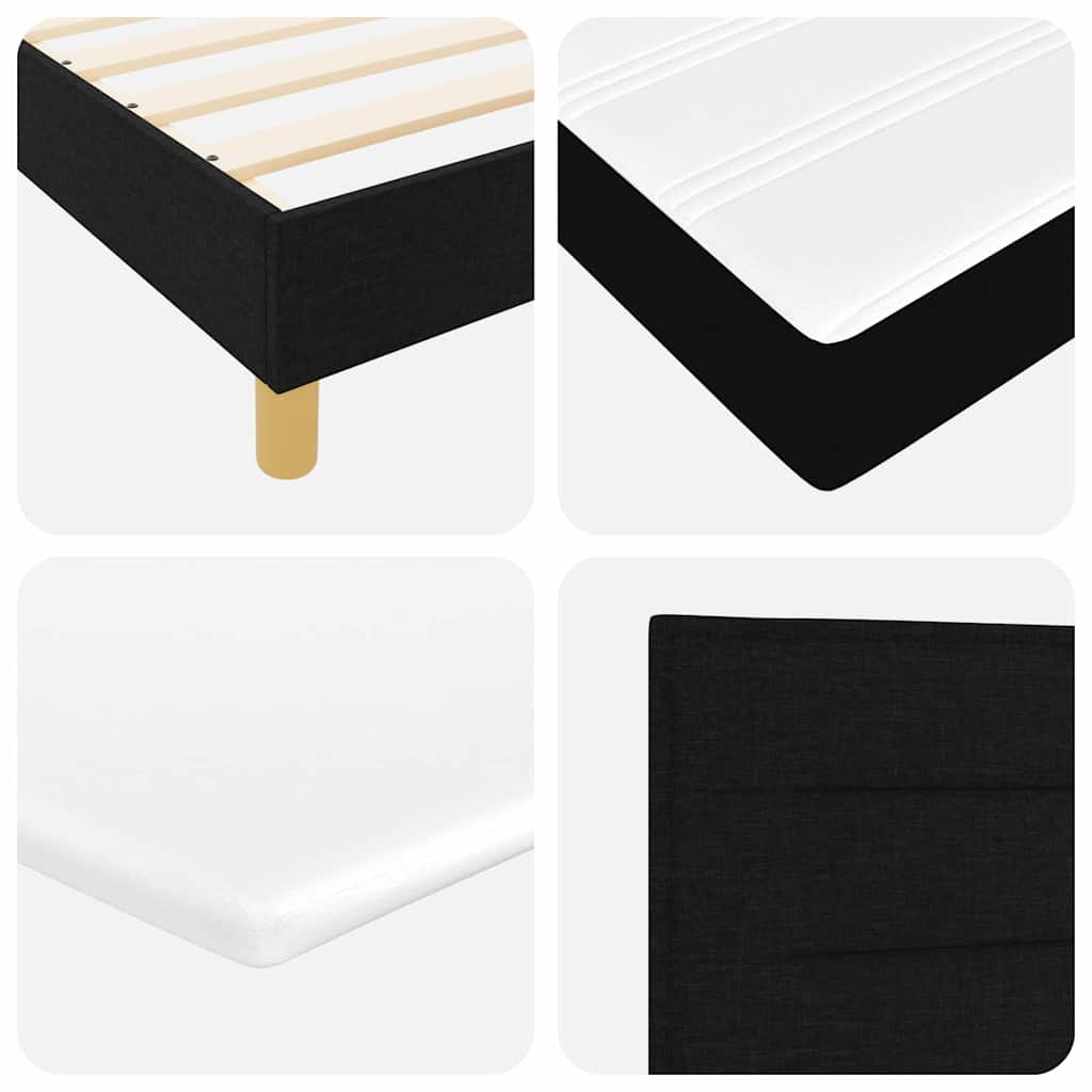 Boxrugós ágy matracmal fejtámlával Fekete 200 x 80 cm szövet