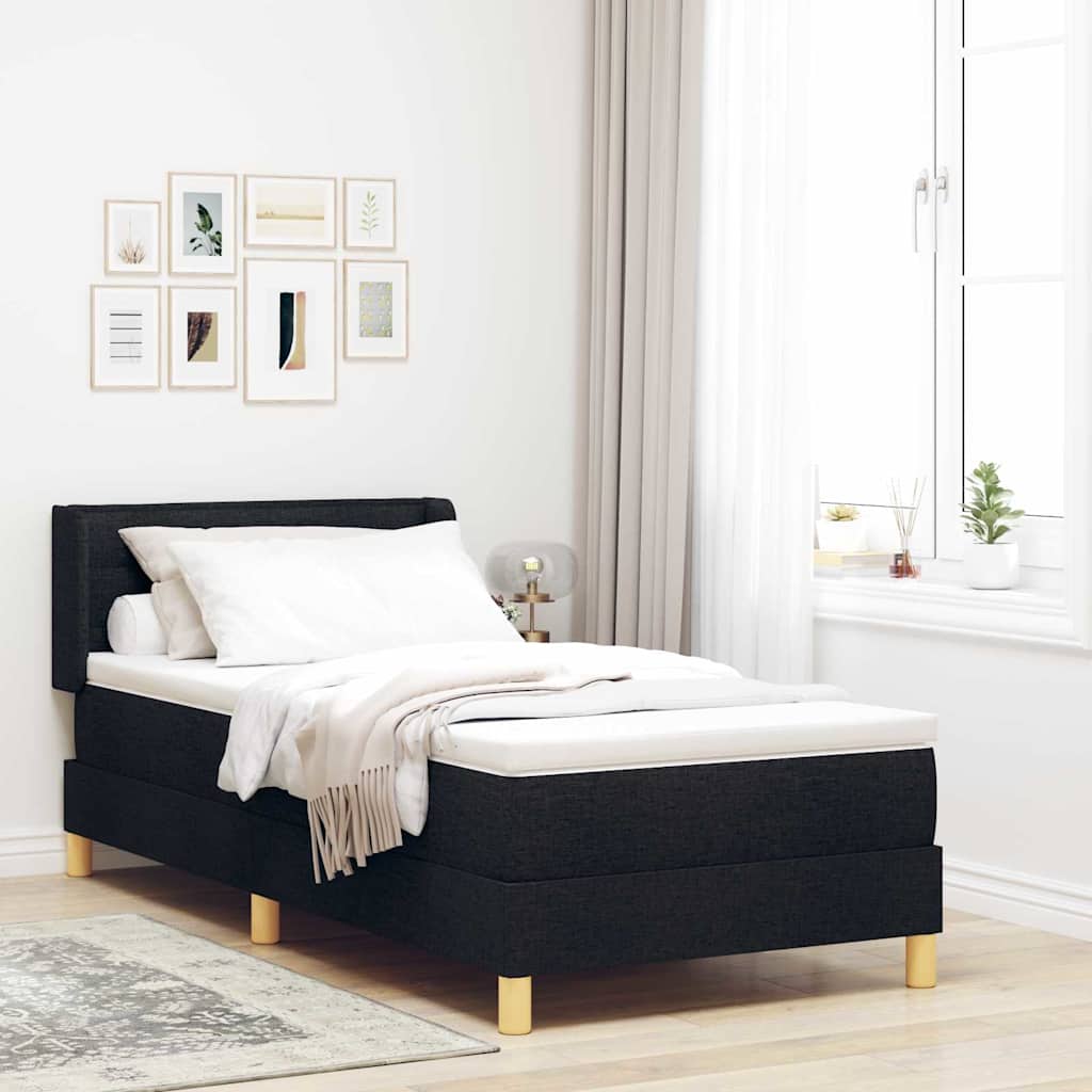 Boxrugós ágy matracmal fejtámlával Fekete 200 x 80 cm szövet