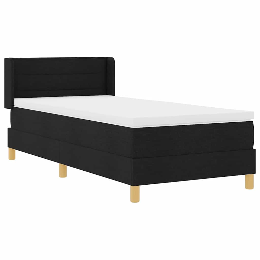 Boxrugós ágy matracmal fejtámlával Fekete 200 x 80 cm szövet