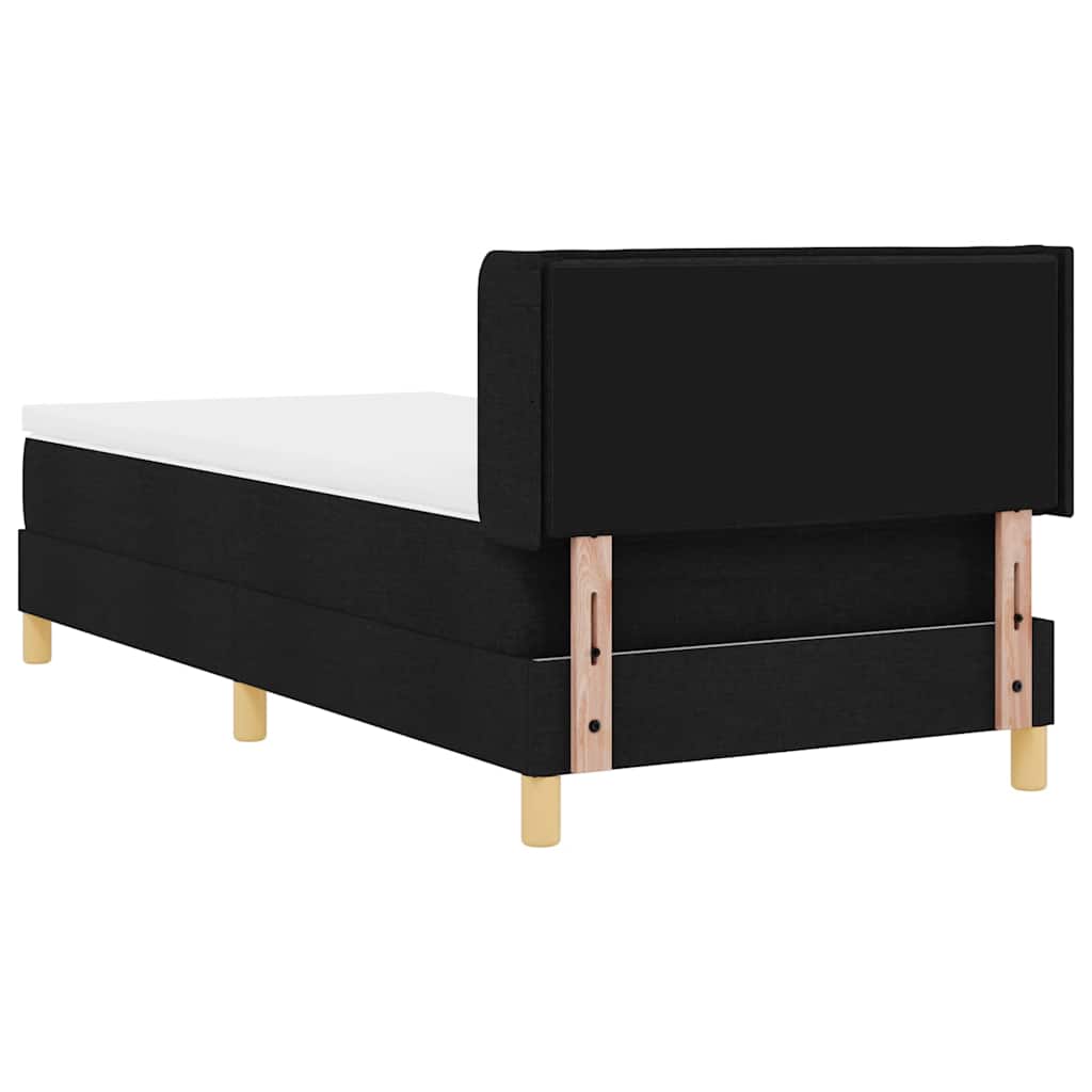 Boxrugós ágy matracmal fejtámlával Fekete 200 x 80 cm szövet