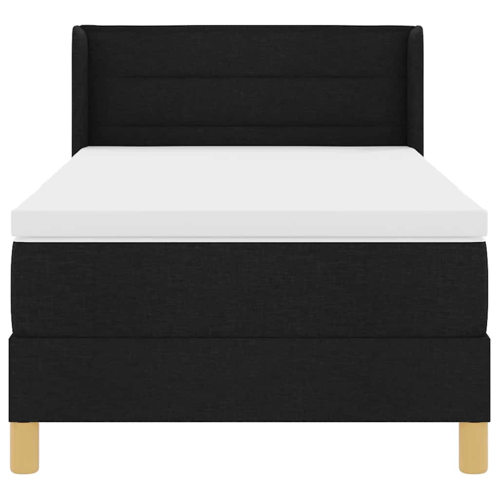 Boxrugós ágy matracmal fejtámlával Fekete 200 x 80 cm szövet