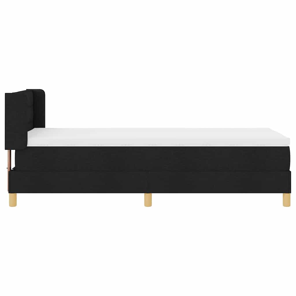 Boxrugós ágy matracmal fejtámlával Fekete 200 x 80 cm szövet