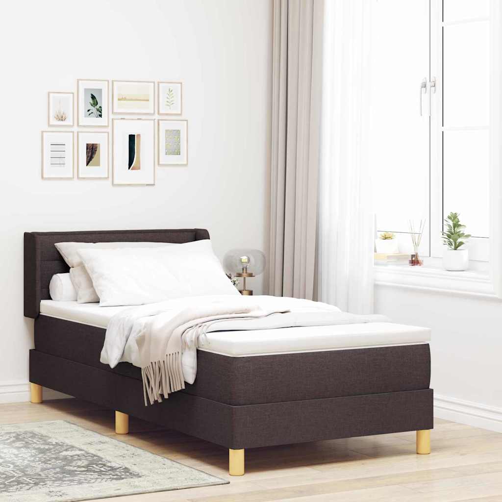 Boxrugós ágy matracmal Sötét Barna 200 x 80 cm szövet