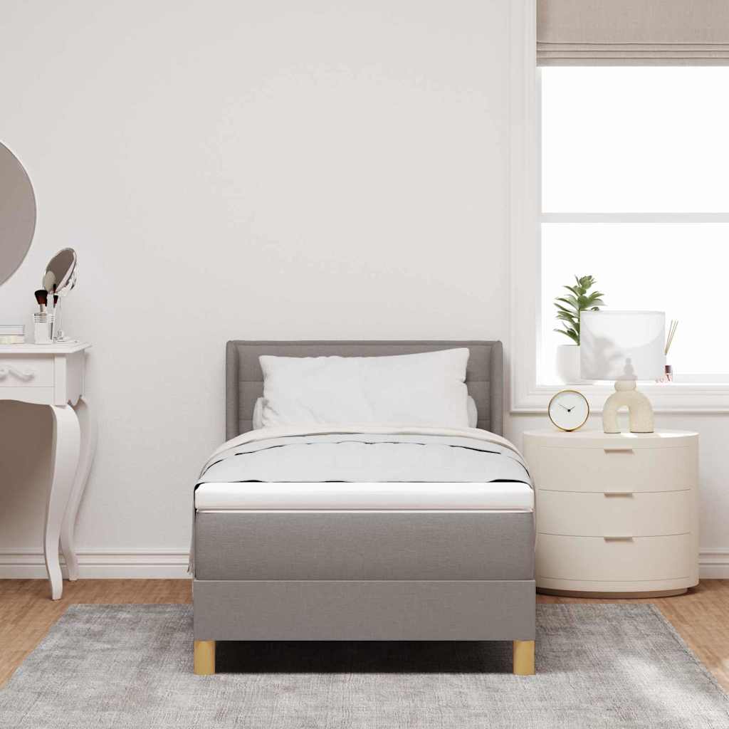 Boxrugós ágy matracmal fejtámlával Tópszínű 190 x 90 cm szövet