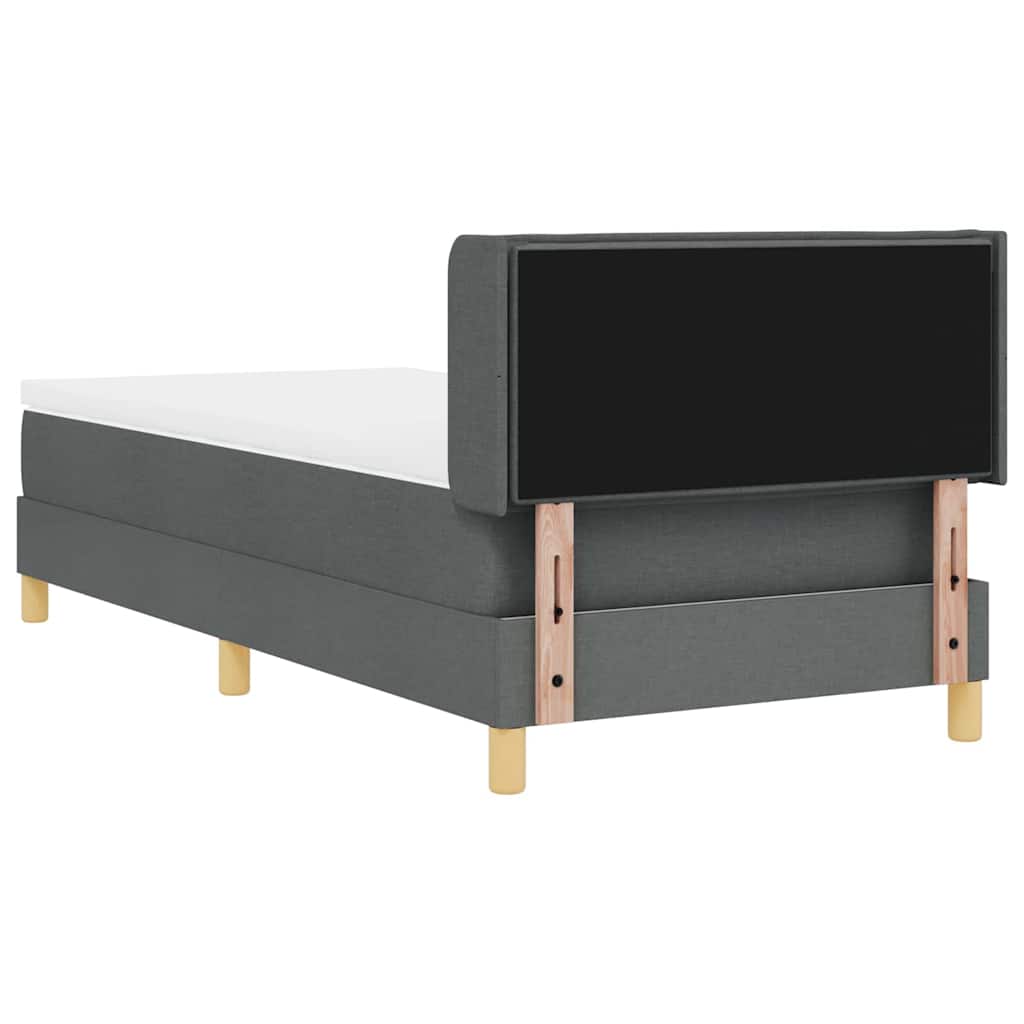 Boxrugós ágy matracmal Sötétszürke 200 x 90 cm szövet