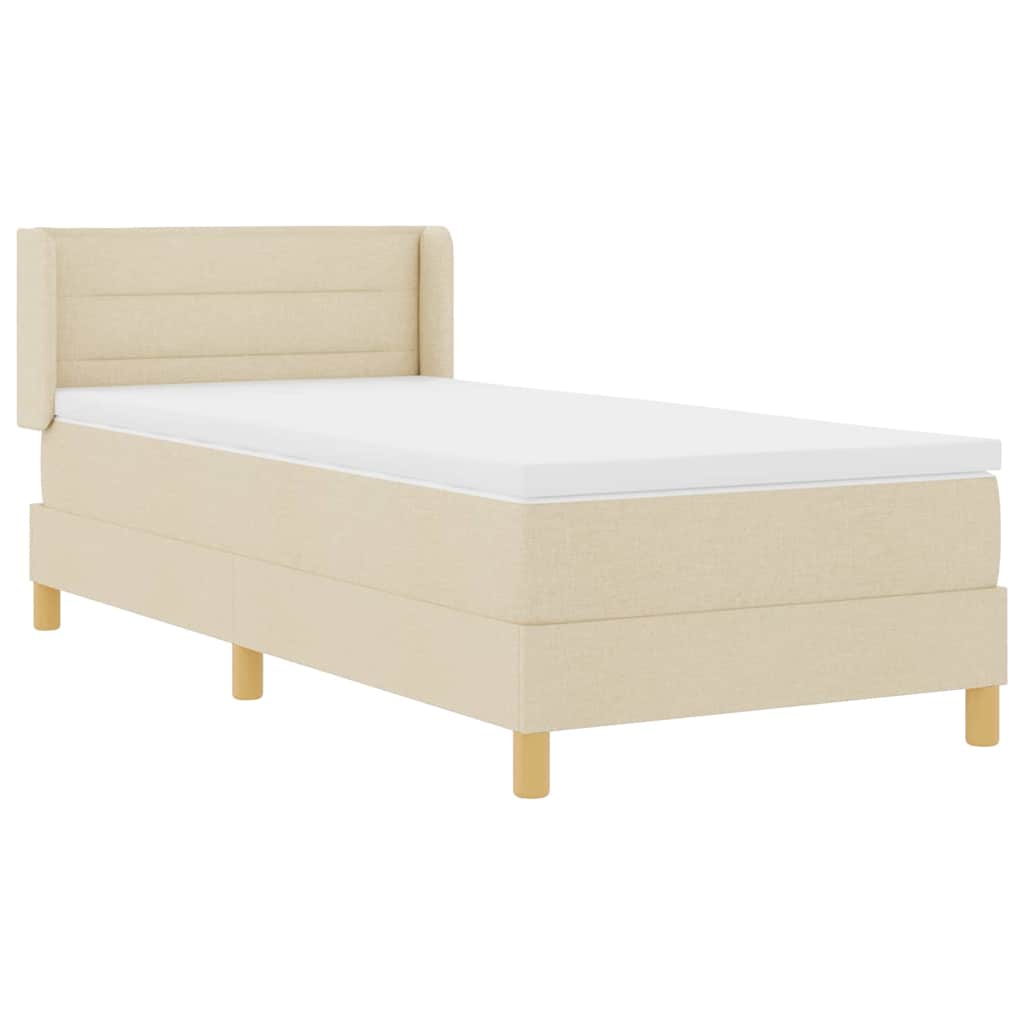 Boxrugós ágy matracmal fejtámlával Krém 200 x 100 cm szövet