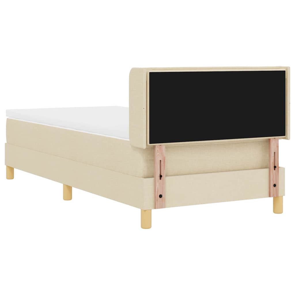 Boxrugós ágy matracmal fejtámlával Krém 200 x 100 cm szövet