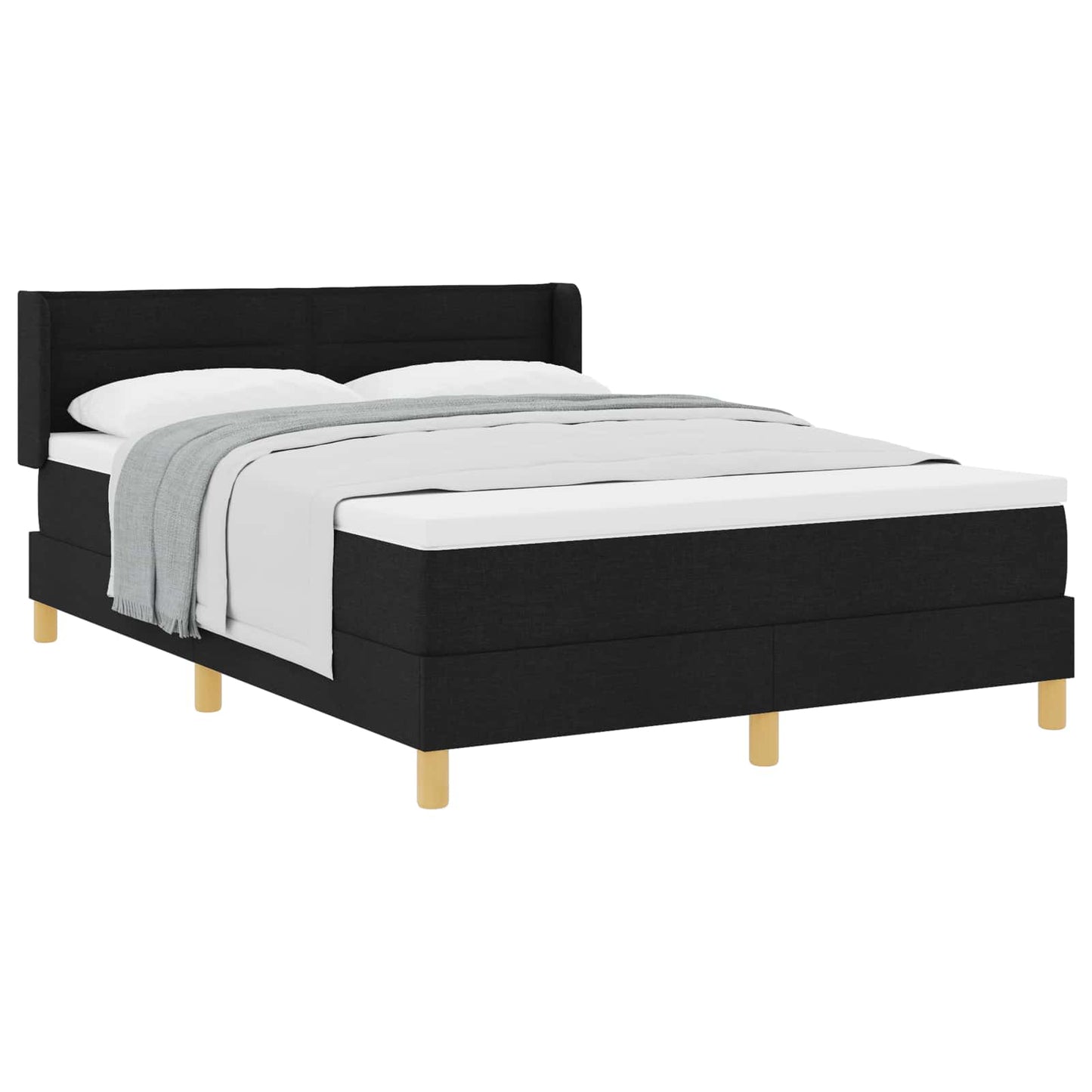 Boxrugós ágy matracmal fejtámlával Fekete 200 x 140 cm szövet
