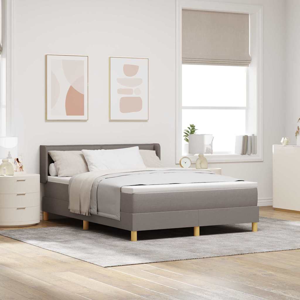Boxrugós ágy matracmal fejtámlával Tópszínű 200 x 140 cm szövet