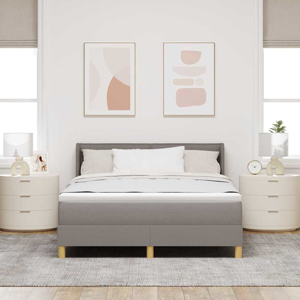 Boxrugós ágy matracmal fejtámlával Tópszínű 200 x 140 cm szövet