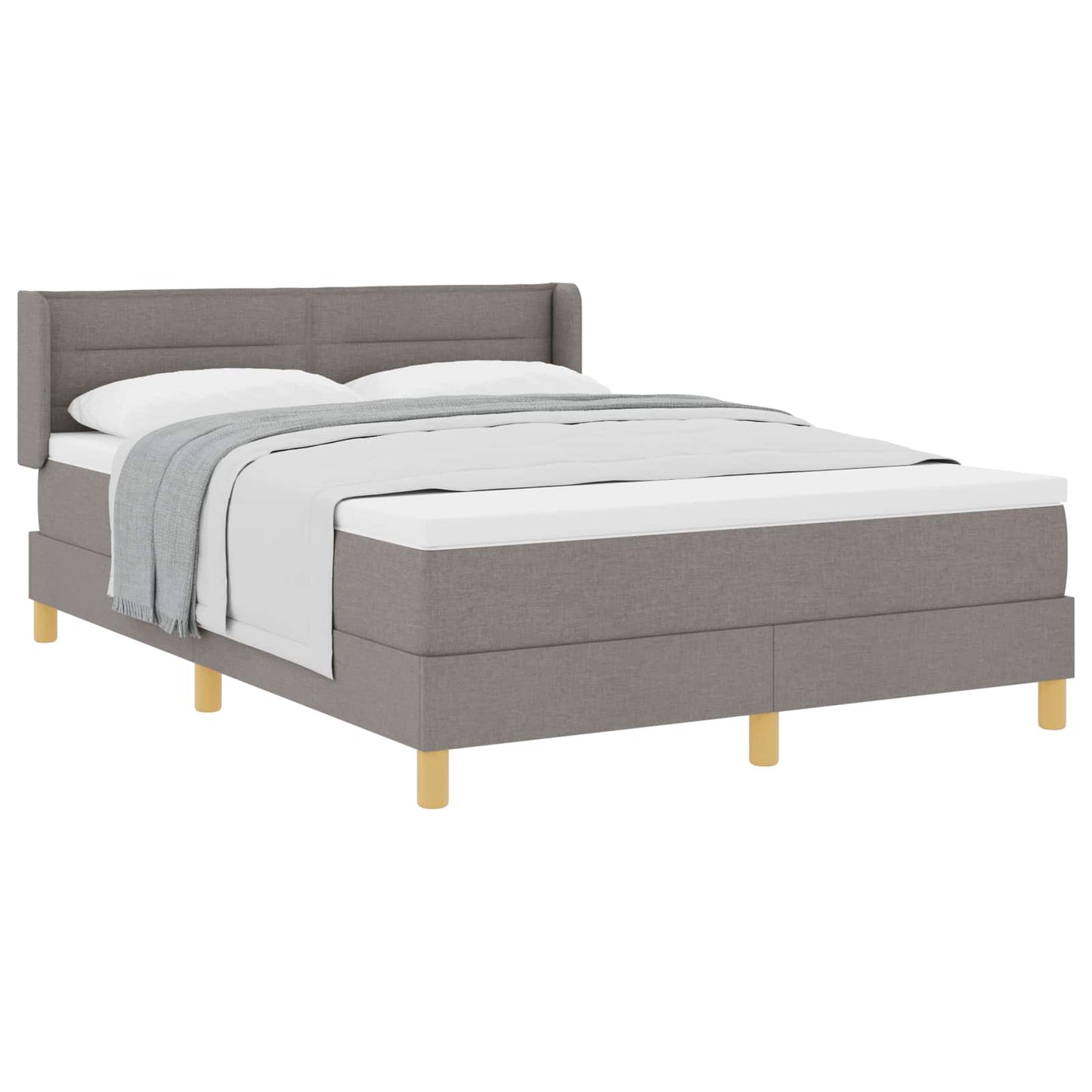 Boxrugós ágy matracmal fejtámlával Tópszínű 200 x 140 cm szövet