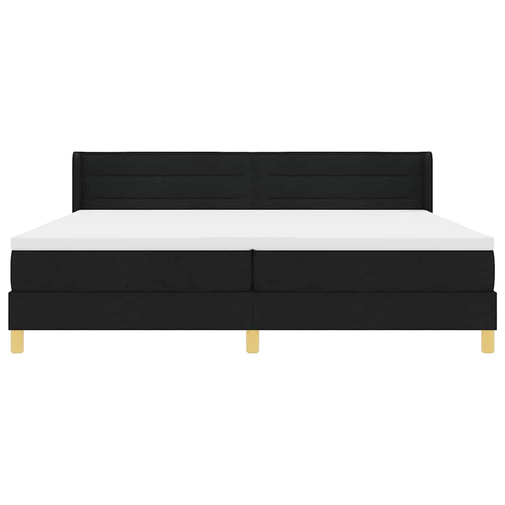 Boxrugós ágy matracmal fejtámlával Fekete 200 x 200 cm szövet