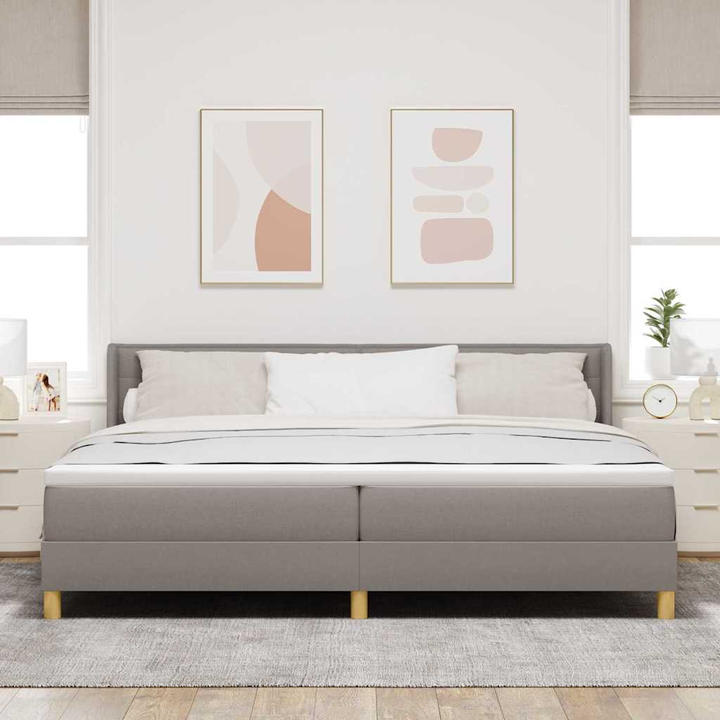 Boxrugós ágy matracmal fejtámlával Tópszínű 200 x 200 cm szövet
