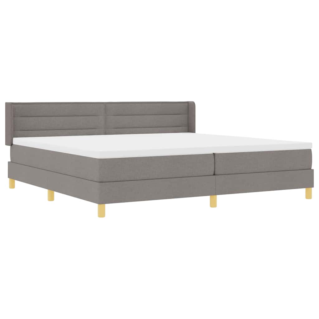 Boxrugós ágy matracmal fejtámlával Tópszínű 200 x 200 cm szövet