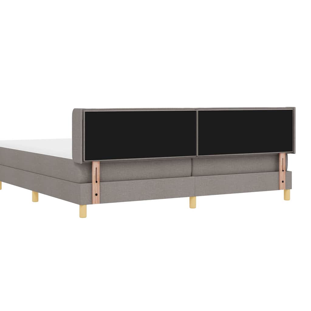 Boxrugós ágy matracmal fejtámlával Tópszínű 200 x 200 cm szövet