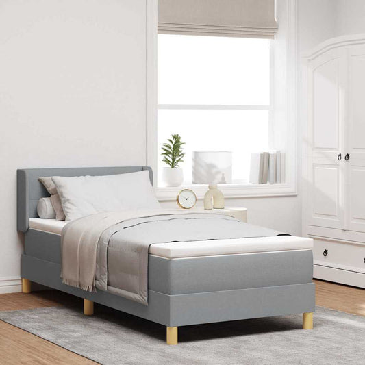 Boxrugós ágy matracmal Világosszürke 190 x 90 cm szövet