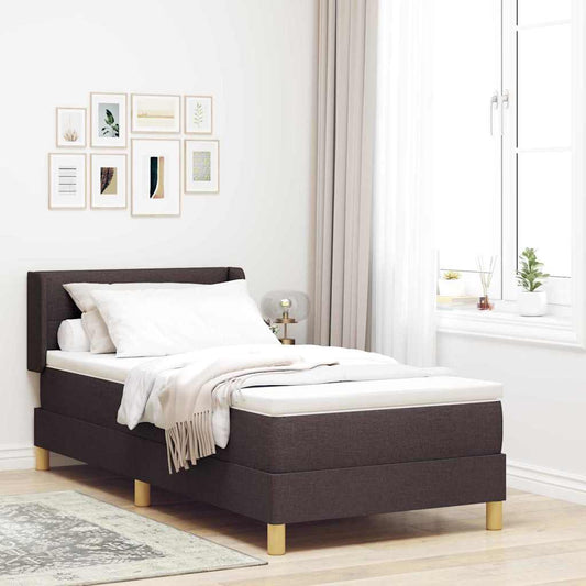 Boxrugós ágy matracmal Sötét Barna 190 x 90 cm szövet