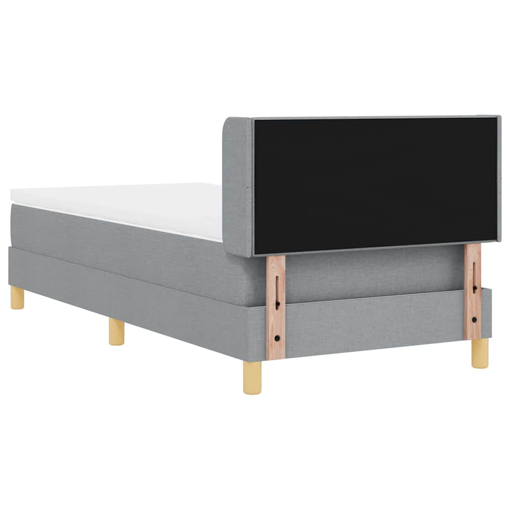 Boxrugós ágy fejtámlával Világosszürke 200 x 90 cm szövet