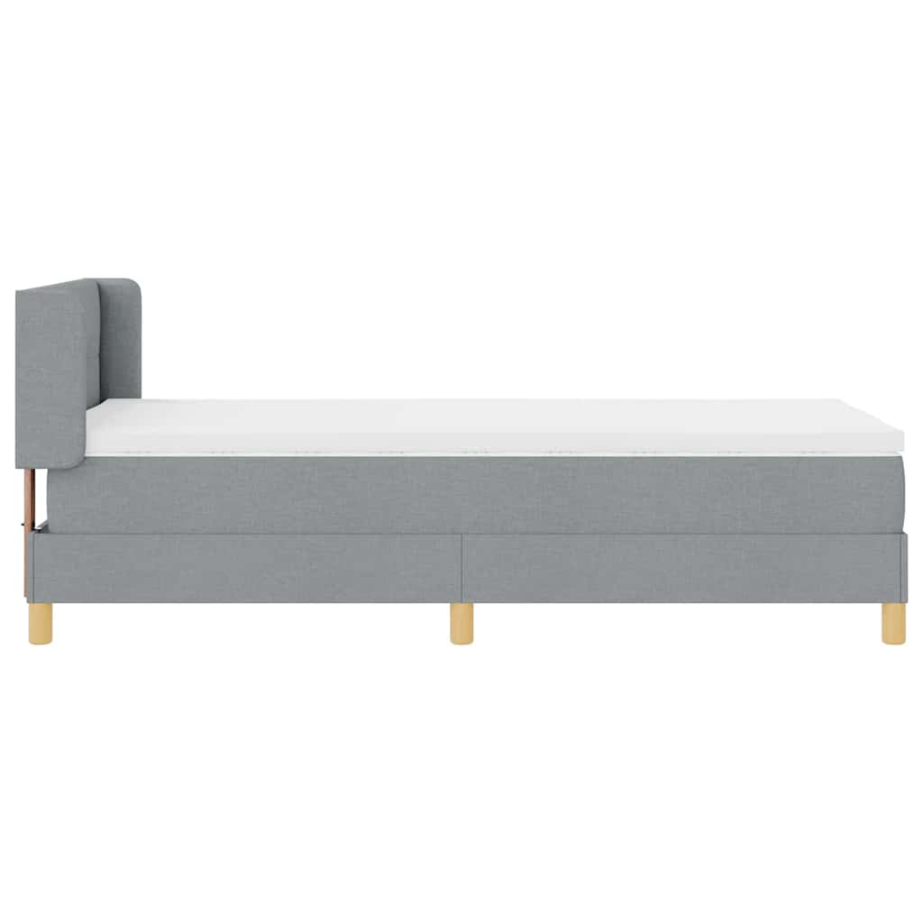 Boxrugós ágy fejtámlával Világosszürke 200 x 90 cm szövet
