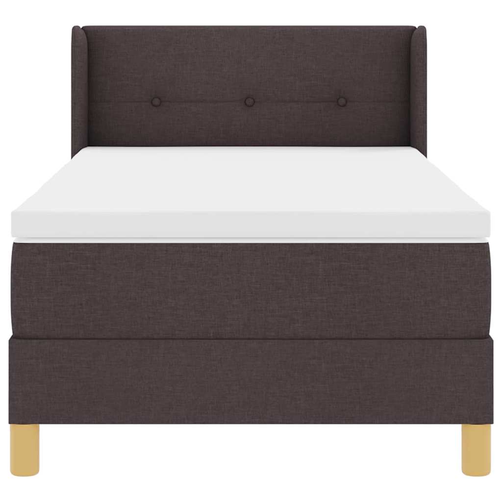 Boxrugós ágy matracmal Sötét Barna 200 x 90 cm szövet