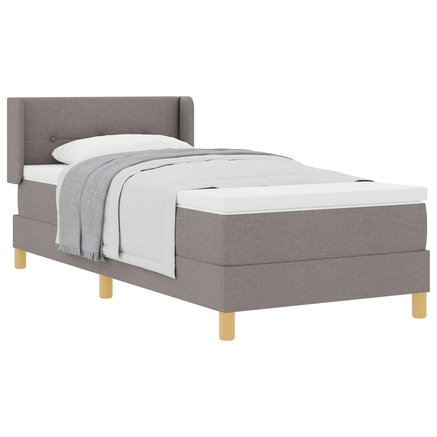 Boxrugós ágy fejtámlával Tópszínű 200 x 90 cm szövet