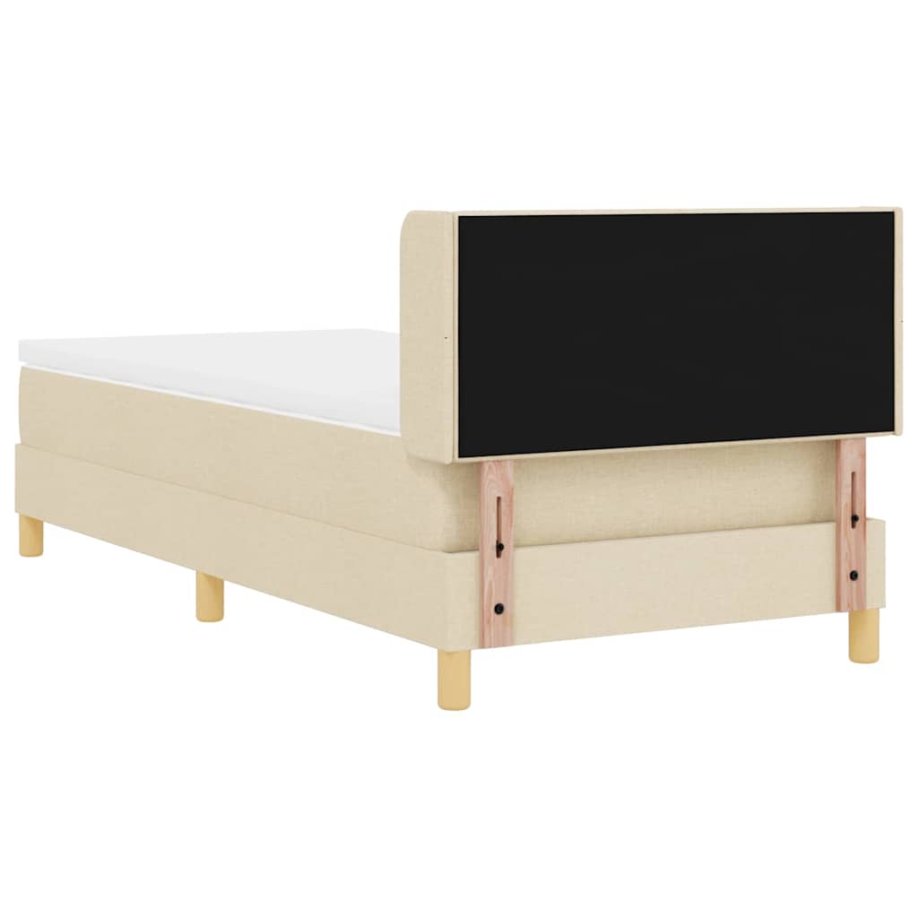 Boxrugós ágy fejtámlával Krém 200 x 100 cm szövet