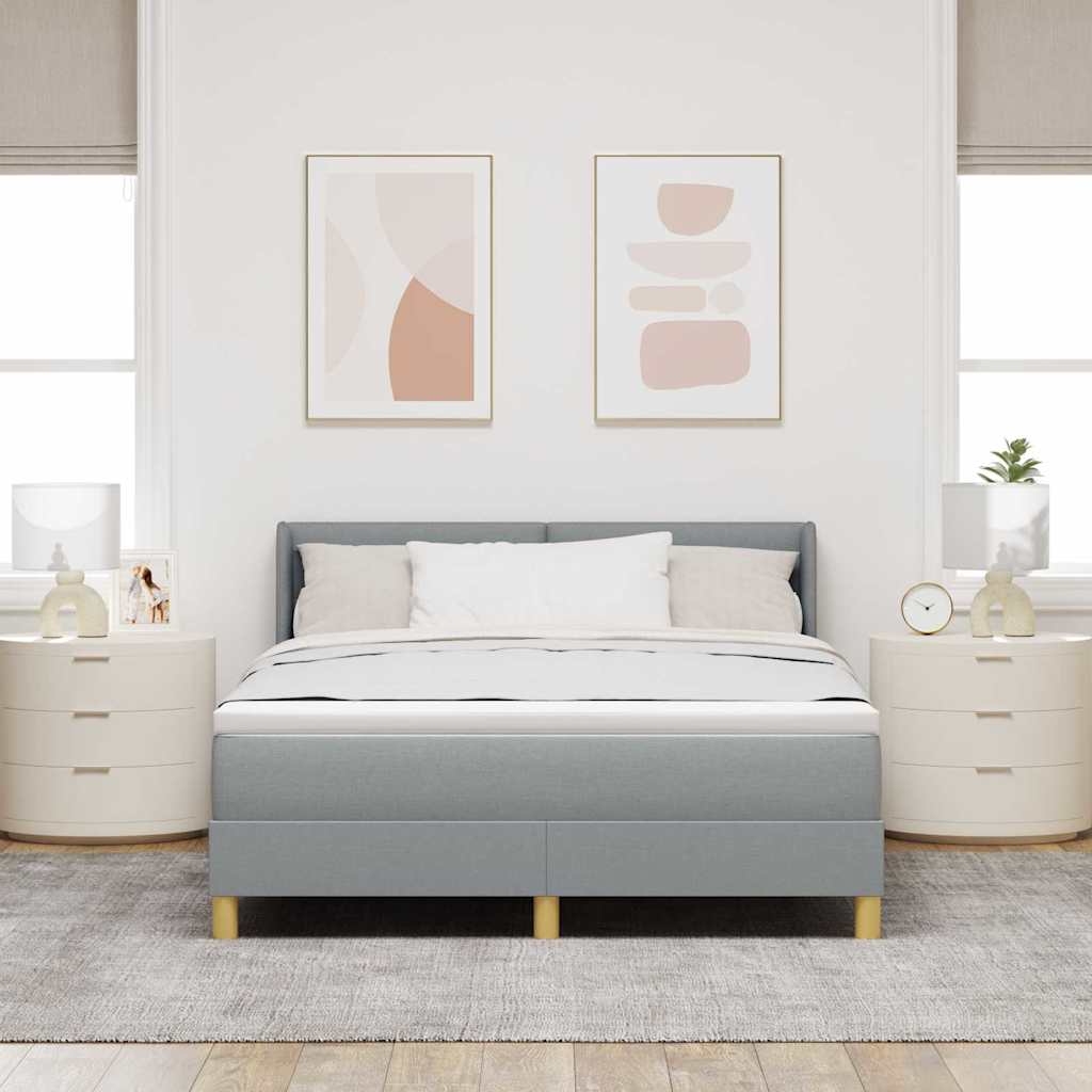 Boxrugós ágy fejtámlával Világosszürke 200 x 140 cm szövet
