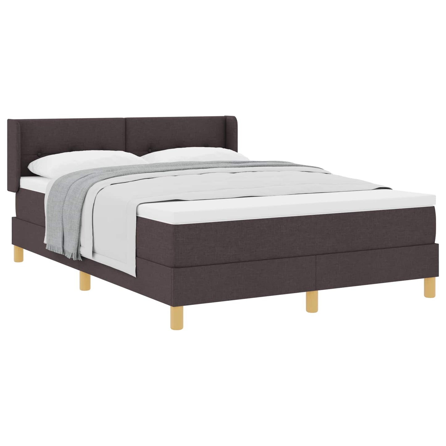 Boxrugós ágy fejtámlával Sötét Barna 200 x 140 cm szövet
