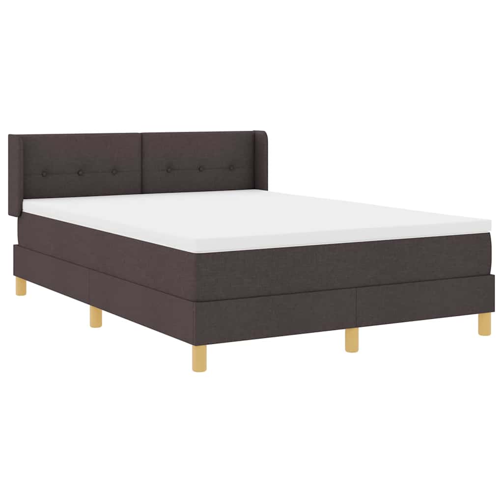 Boxrugós ágy fejtámlával Sötét Barna 200 x 140 cm szövet
