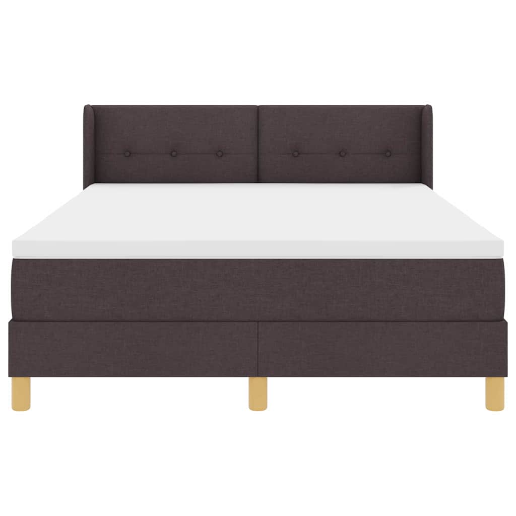 Boxrugós ágy fejtámlával Sötét Barna 200 x 140 cm szövet