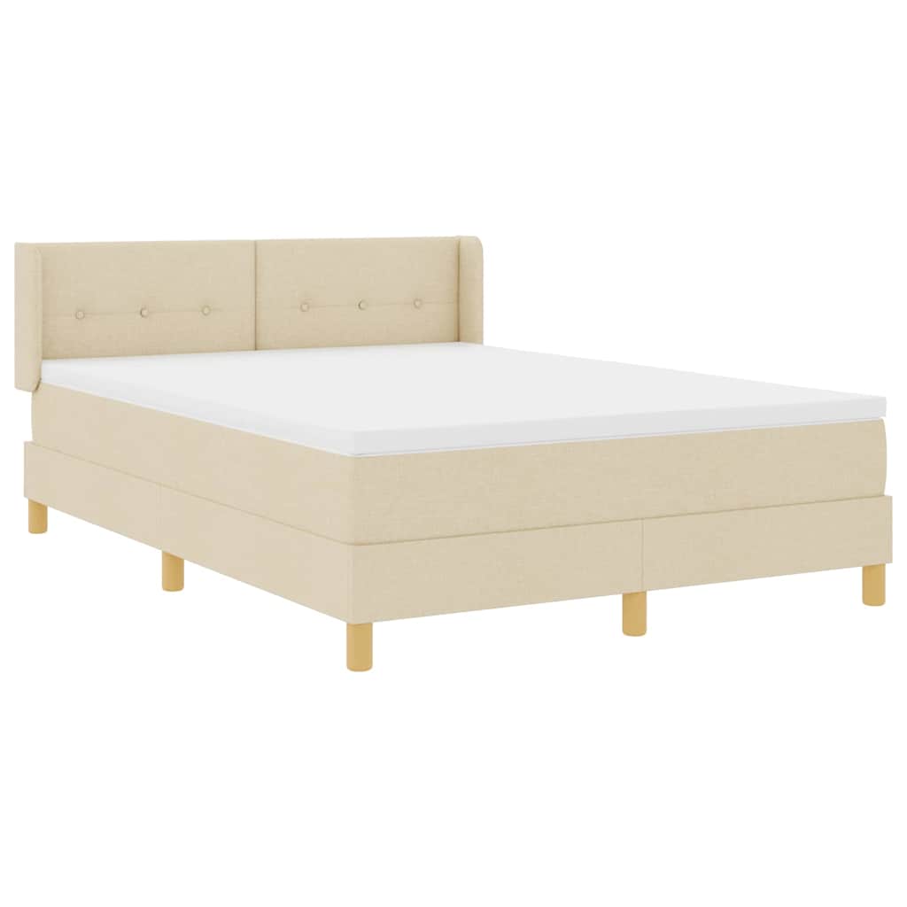 Boxrugós ágy párnával fejtámlával Krém 200 x 140 cm szövet