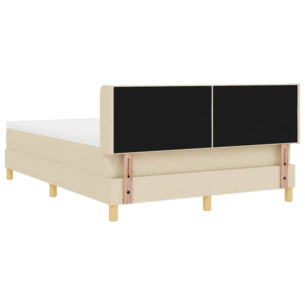 Boxrugós ágy párnával fejtámlával Krém 200 x 140 cm szövet