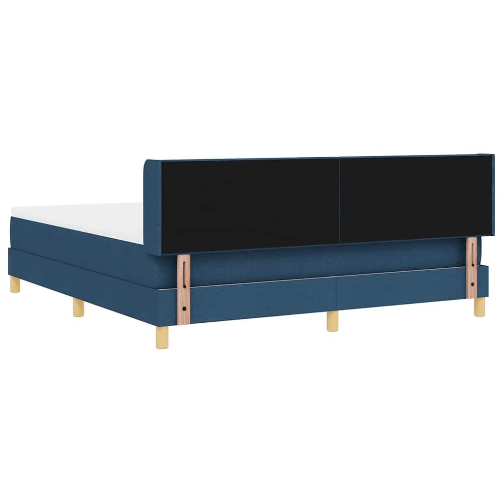 Boxrugós ágy fejtámlával Kék 200 x 180 cm szövet