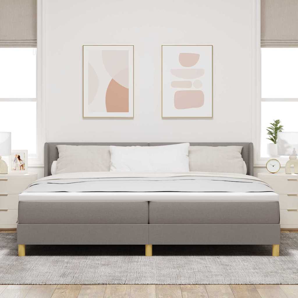 Boxrugós ágy párnával fejtámlával Tópszínű 200 x 200 cm szövet