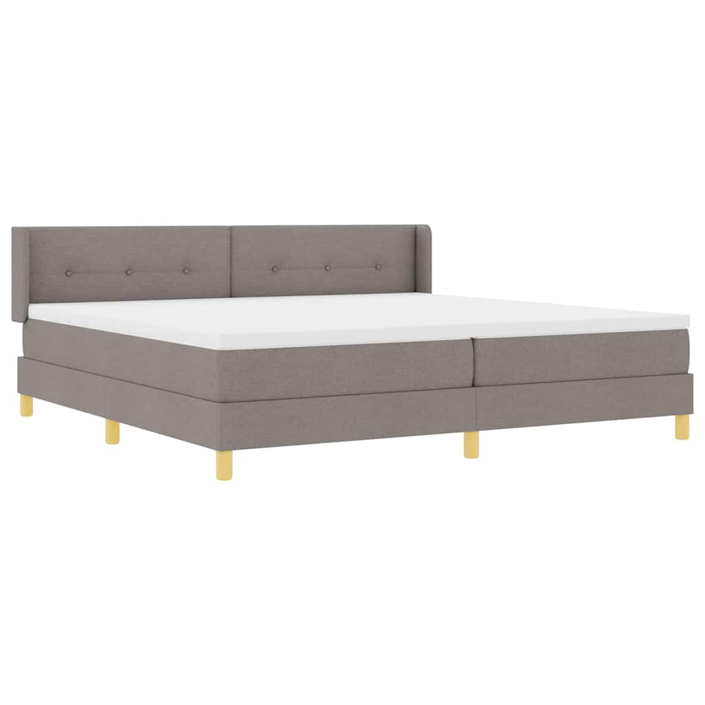 Boxrugós ágy párnával fejtámlával Tópszínű 200 x 200 cm szövet