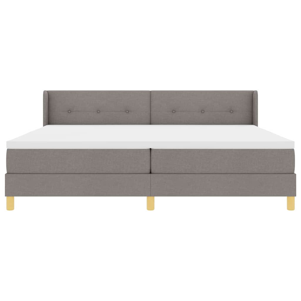 Boxrugós ágy párnával fejtámlával Tópszínű 200 x 200 cm szövet