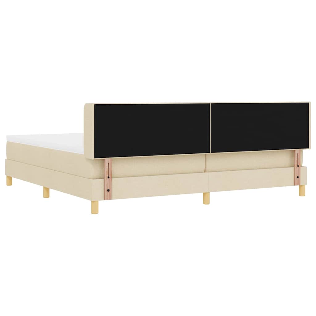 Boxrugós ágy fejtámlával Krém 200 x 200 cm szövet