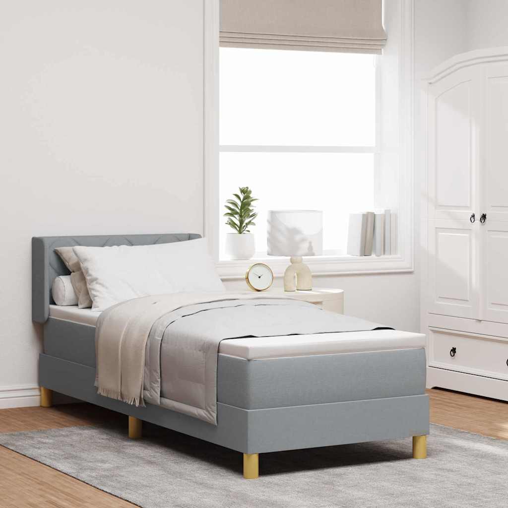 Boxrugós ágy fejtámlával Világosszürke 200 x 80 cm szövet