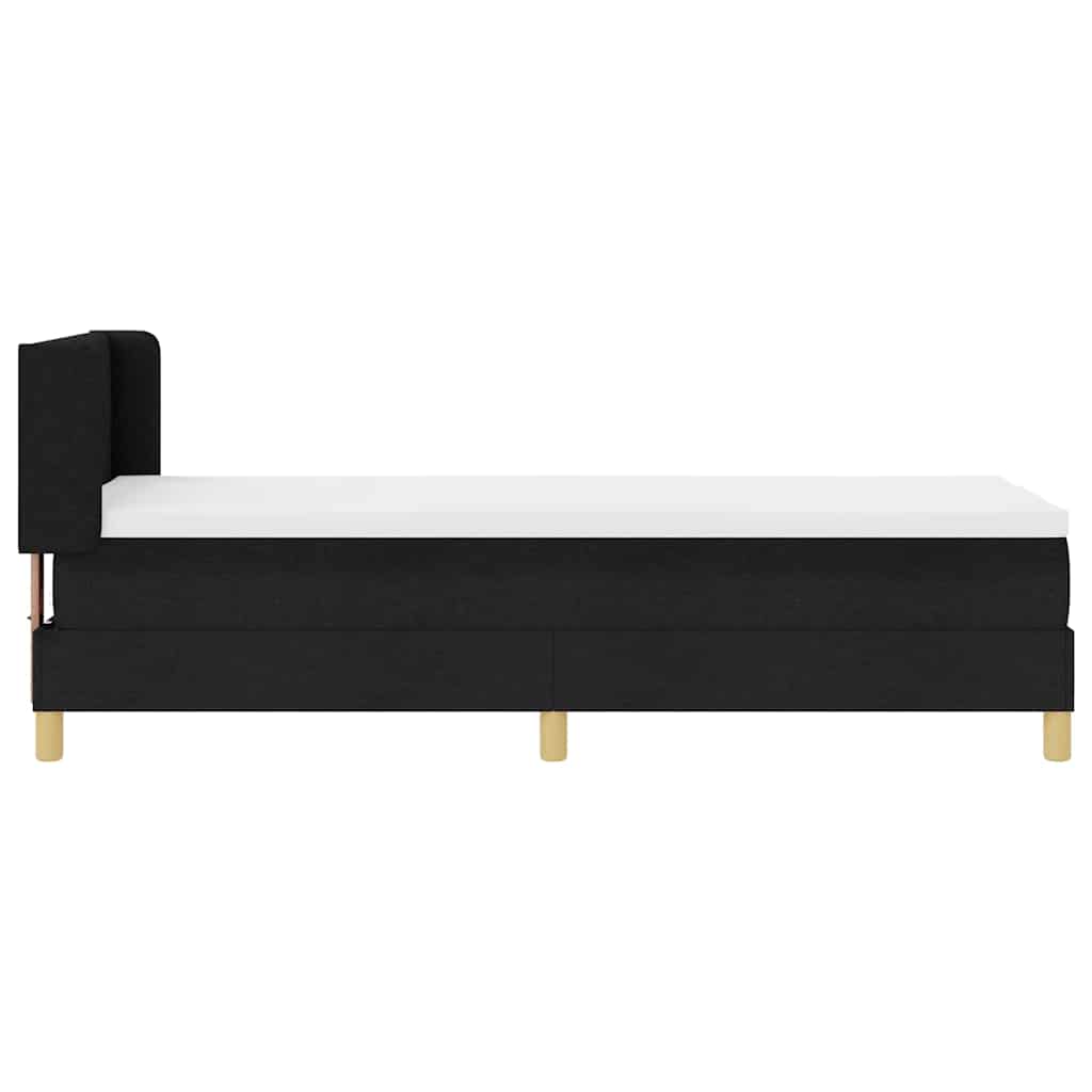 Boxrugós ágy fejtámlával Fekete 200 x 80 cm szövet