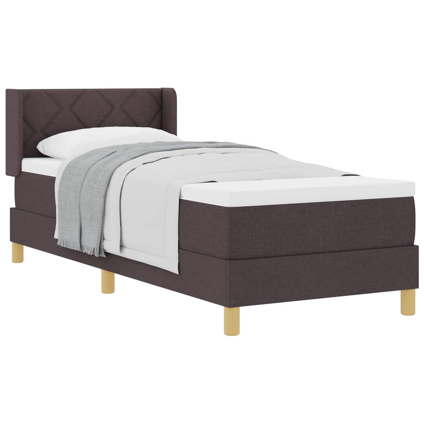Boxrugós ágy fejtámlával Sötét Barna 200 x 80 cm szövet
