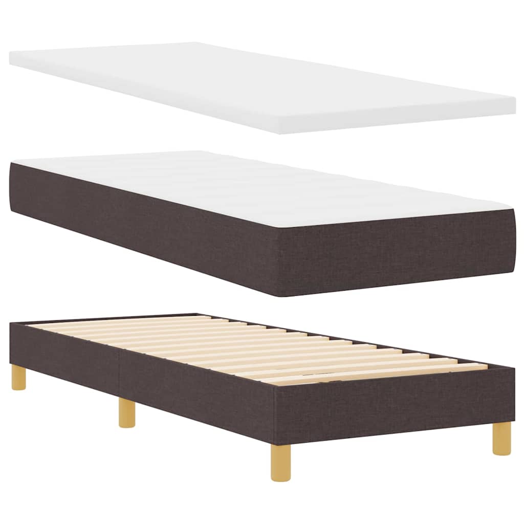 Boxrugós ágy fejtámlával Sötét Barna 200 x 80 cm szövet