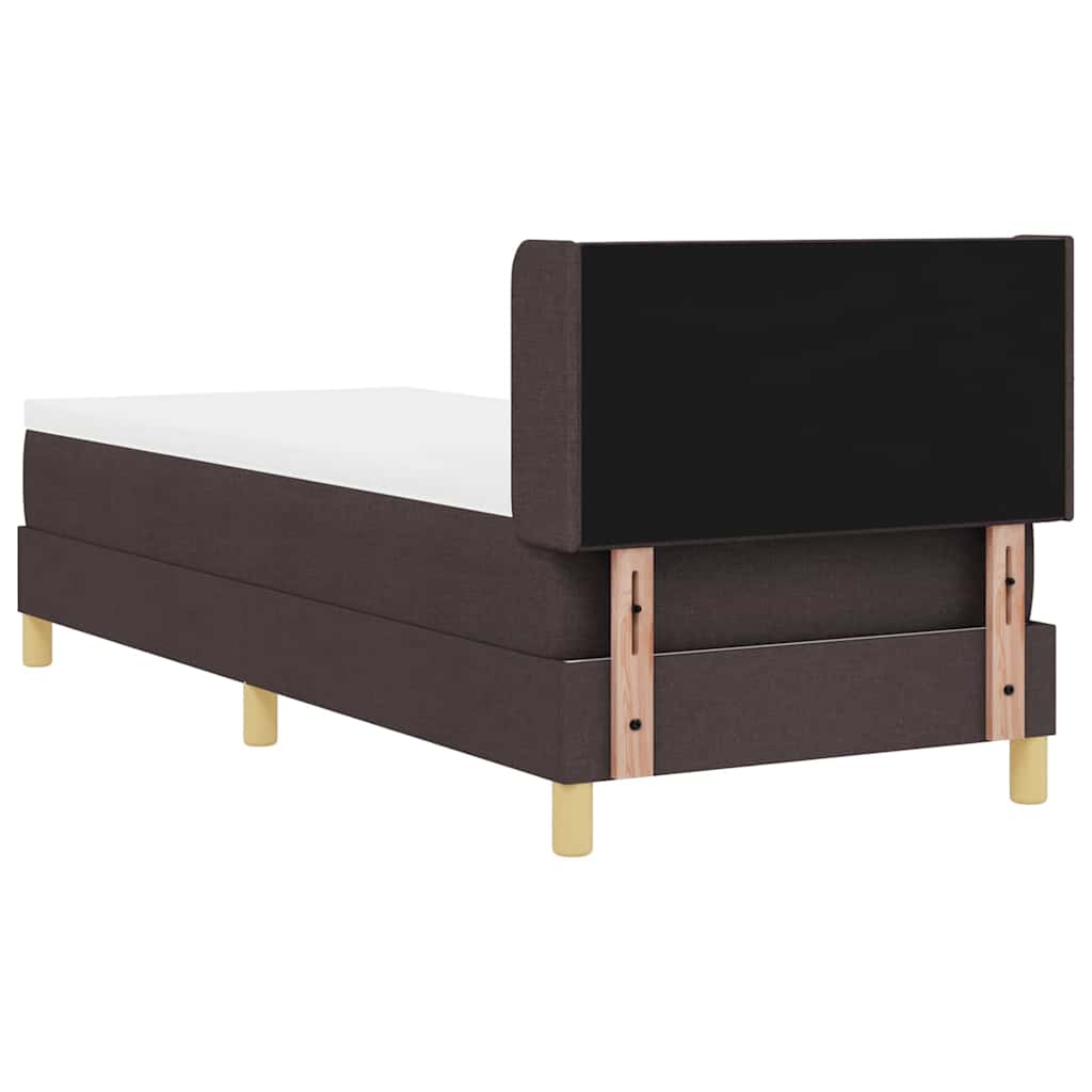 Boxrugós ágy fejtámlával Sötét Barna 200 x 80 cm szövet
