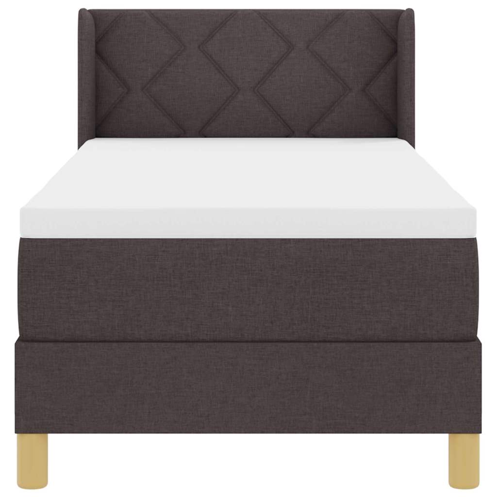Boxrugós ágy fejtámlával Sötét Barna 200 x 80 cm szövet